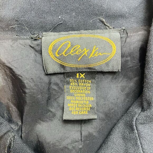 Alex Kim Fall Autumn Jacket Womens 1X Black Floral Embroidered Art to Wear Artsy - Picture 3 of 10